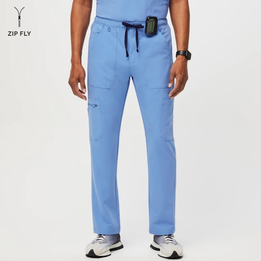 Figs Men's Cairo Cargo Scrub Pants, Size L, Ceil Blue, Healthcare Nursing Doctor